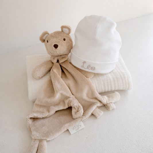 Set babydeken, babymuts en knuffel