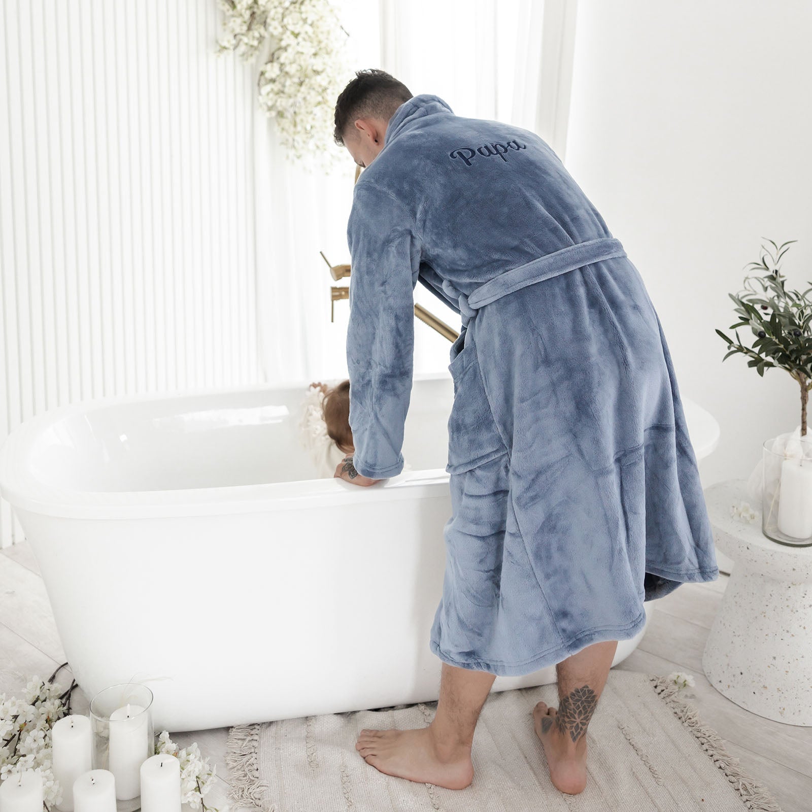 Luxe badjas donkerblauw – Little Steps